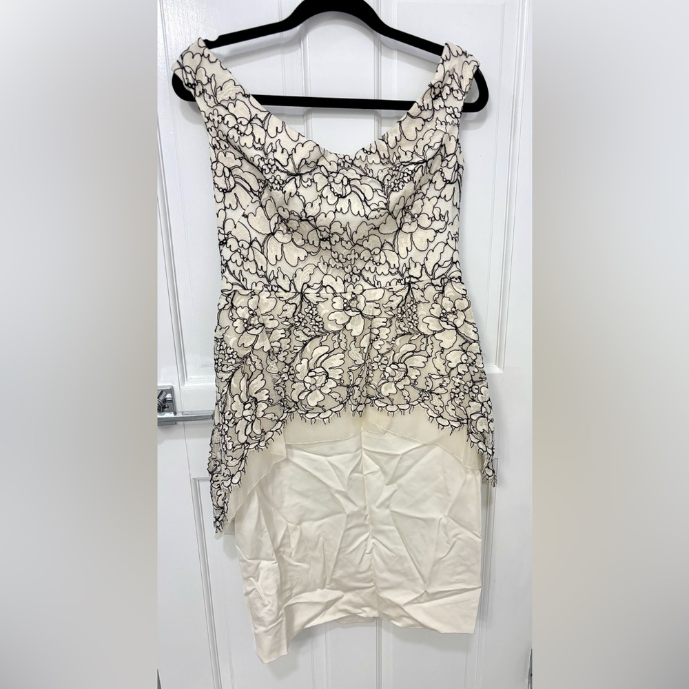 Lela Rose Cream and Black High Low Skirt